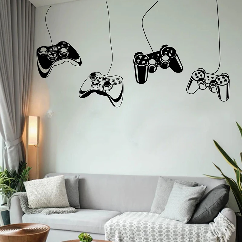 Cartoon Gamer Wall Decals Game Controllers Gaming Vinyl Wall
