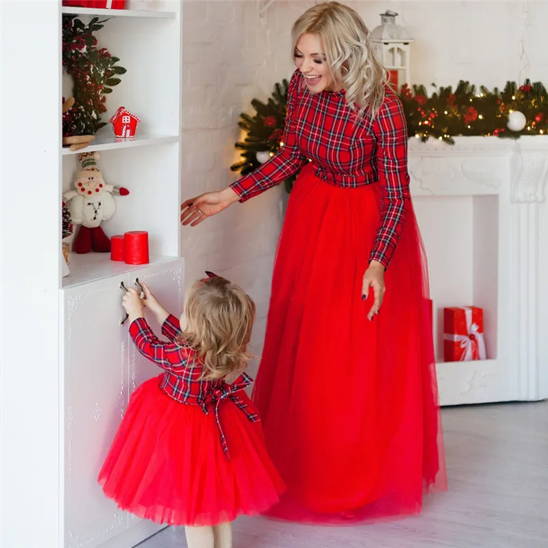 red plaid mommy and me dresses