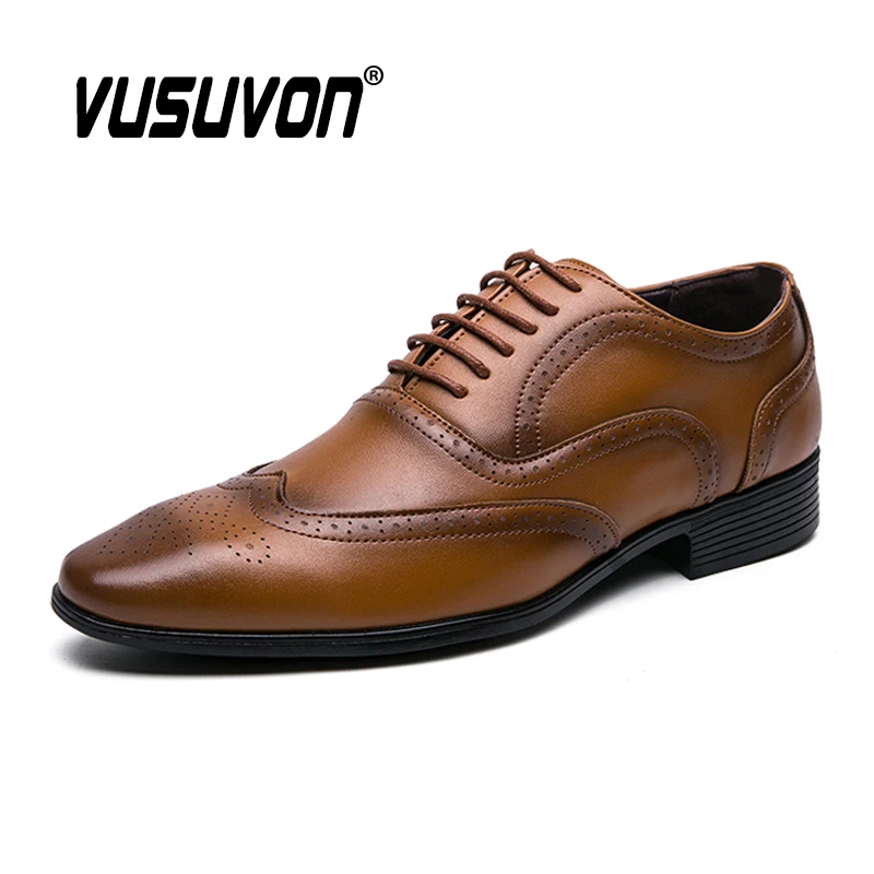 Retro Men Loafers Wingtip PU Leather 
