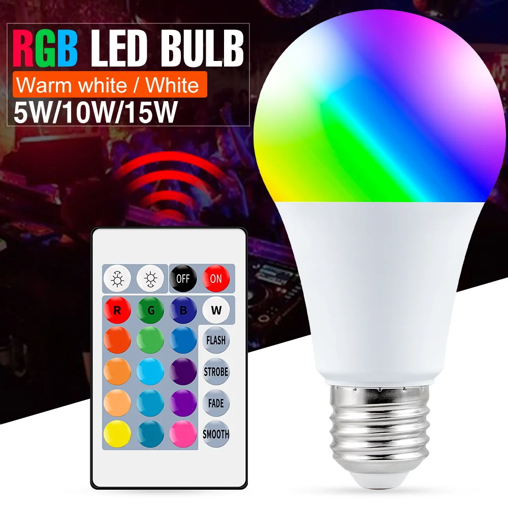Купить  | E27 Smart Control Lamp Led RGB Light Dimmable 5W 10W .