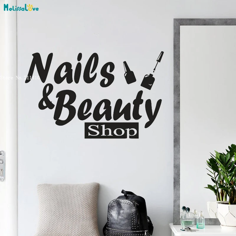 קנו עיצוב הבית  Beauty Nails Salon Wall Sticker For Nail Room