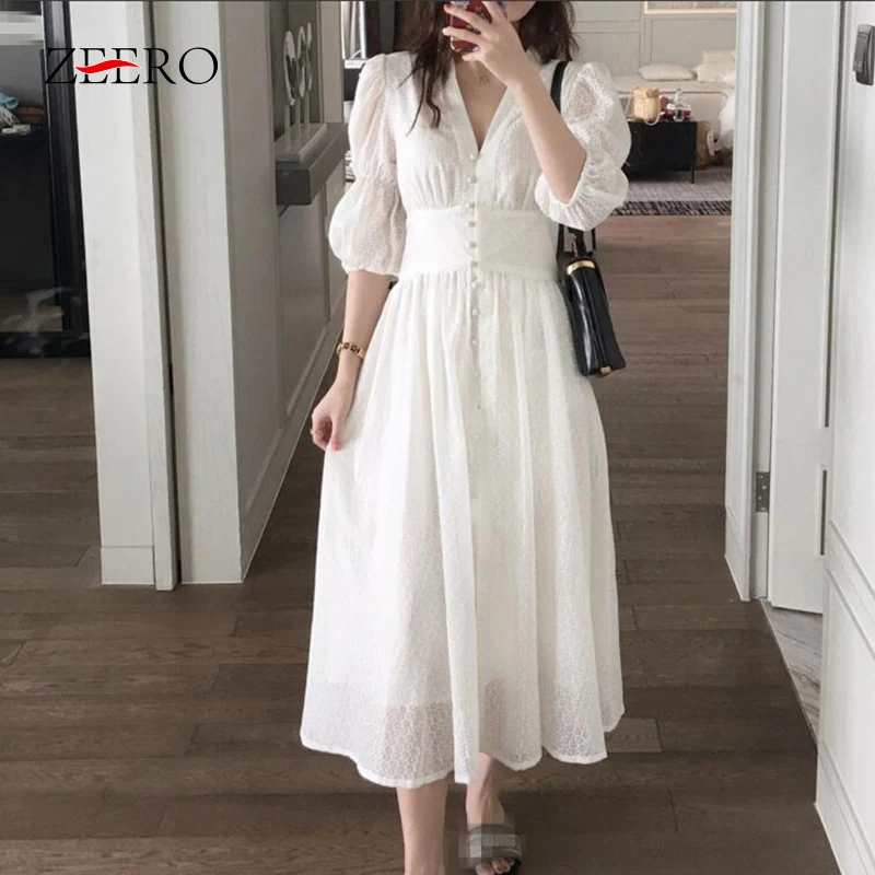 long vintage white dress