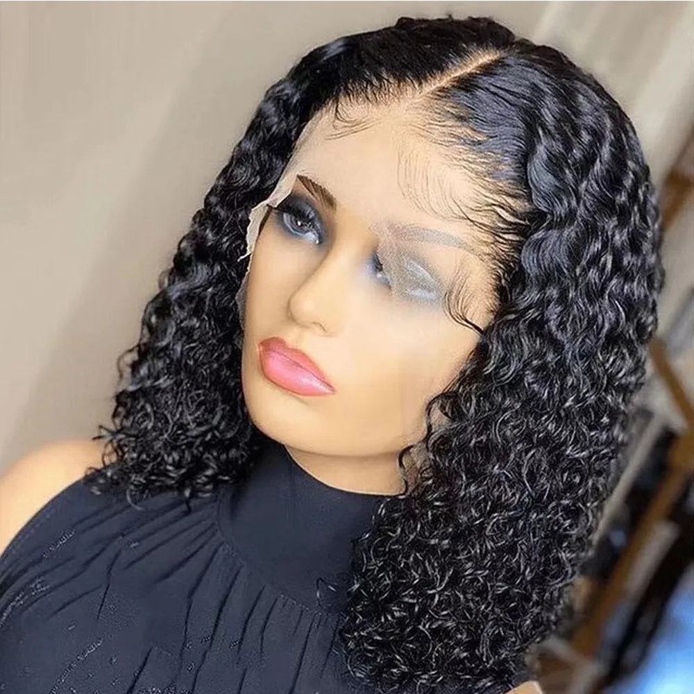 human hair curly bob lace front wigs