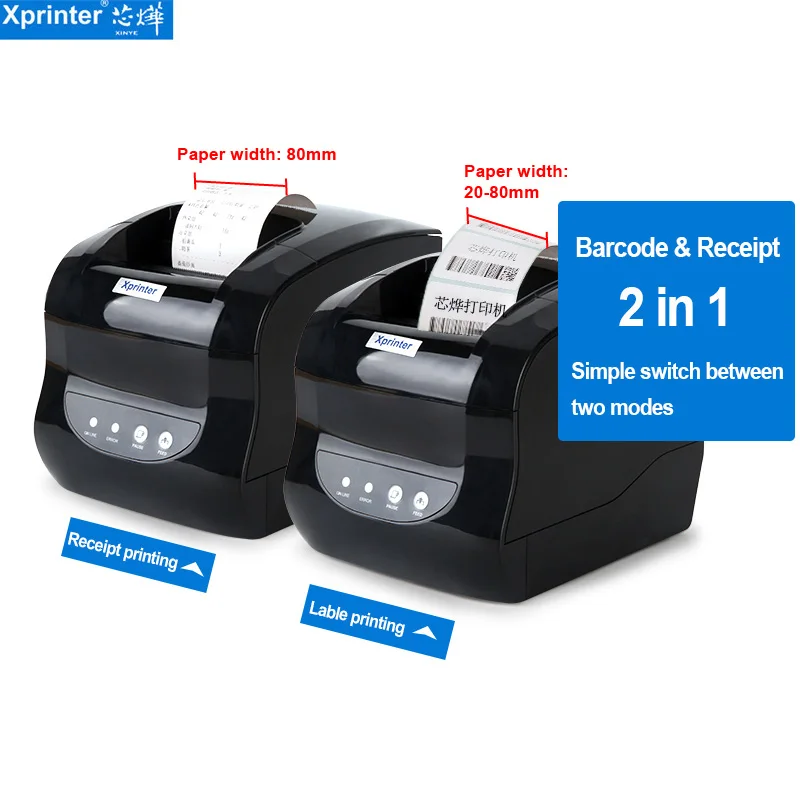 USB port JEPOD 127mm/s USB port Barcode Label receipt 2 in 1 Printer bluetooth Thermal paper for mobile Android iSO Windows Linux 58mm or 80mm