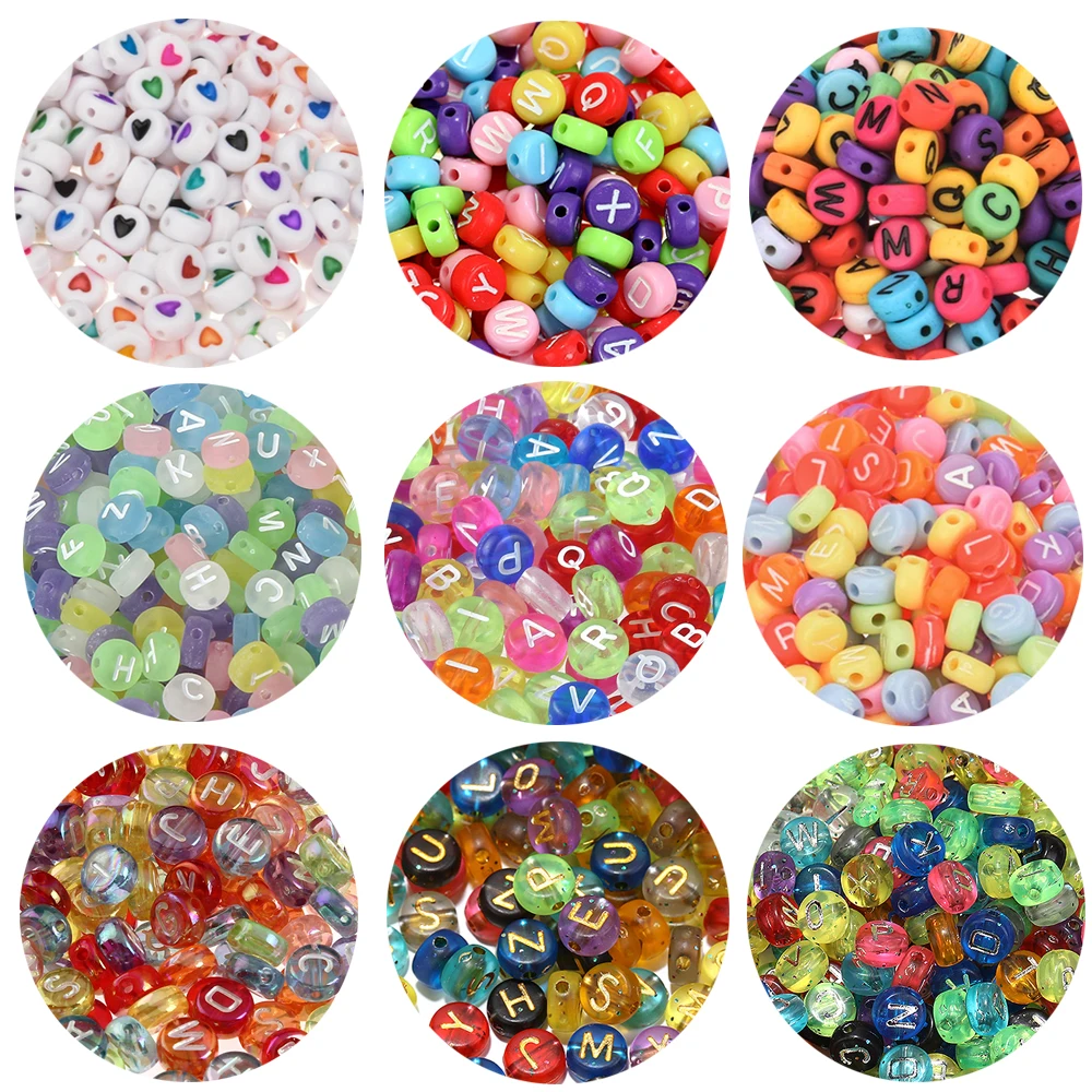 700pcs 7 Colors Round Letter Beads Acrylic Alphabet Number Beads for  Jewelry Making DIY Necklace Bracelet (7x4mm)