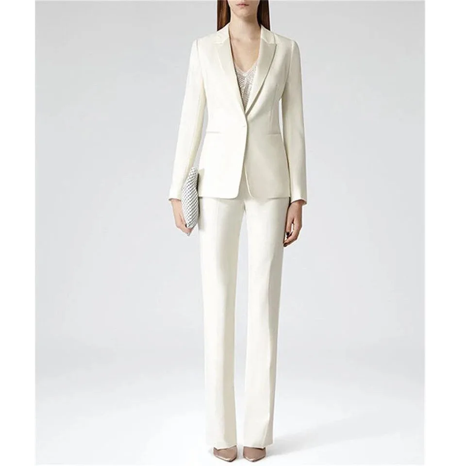 white dressy pants suits for evening wear