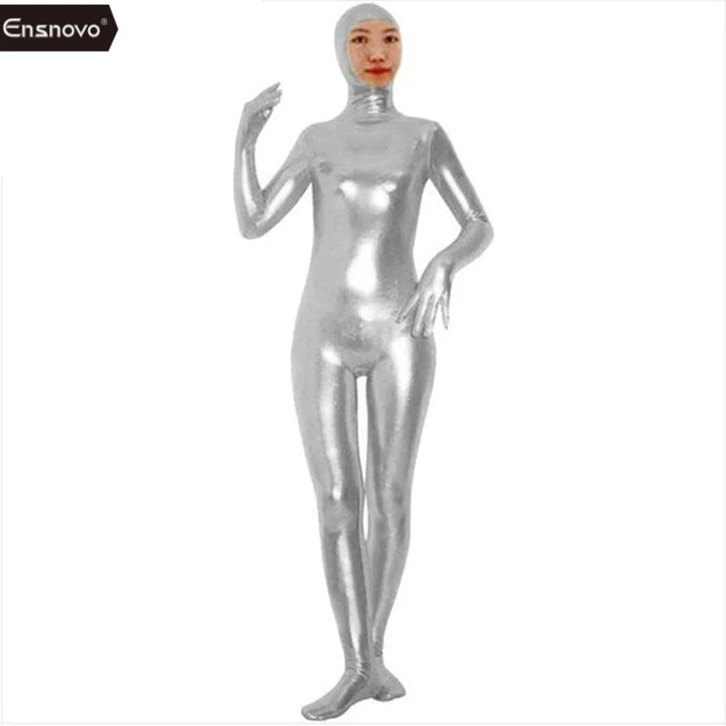 Ensnovo Black Zentai Suit Spandex Lycra One Piece Full Body Suits