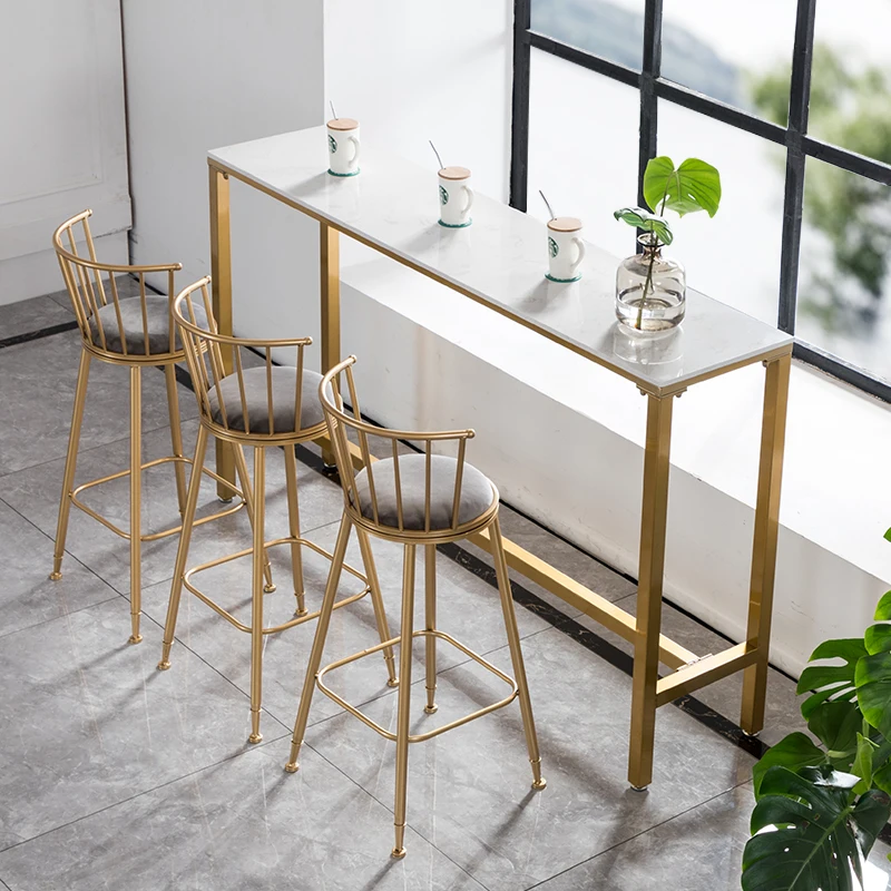 gold bar table and stools