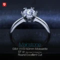 GIGAJEWE Moissanite 0.8ct 6.0mm EF VVS1 Round Cut 925 Silver 18K White Gold Plated Ring Prongs Setting  Woman Gift preview-3