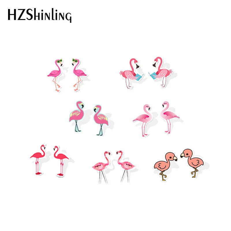 2022 New Christmas Flamingo With Santa Hat Dangle Earring Bird