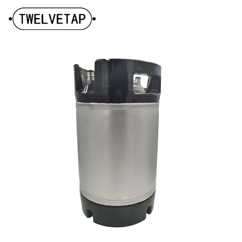 Stainless Steel Beer Keg with Rubber Handle, Leak Proof Top Lid, Barrel Barrel, Homebrew Growler, 9.5L, Ball Lock Type, 2.5 Gal-animated-img