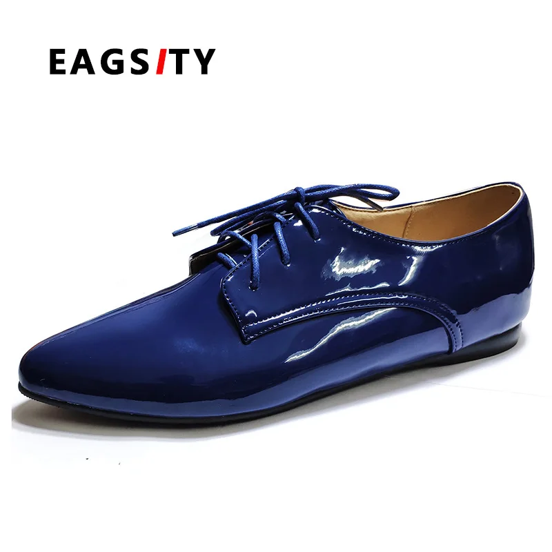 EAGSITY Derby shoes women flats lace up 