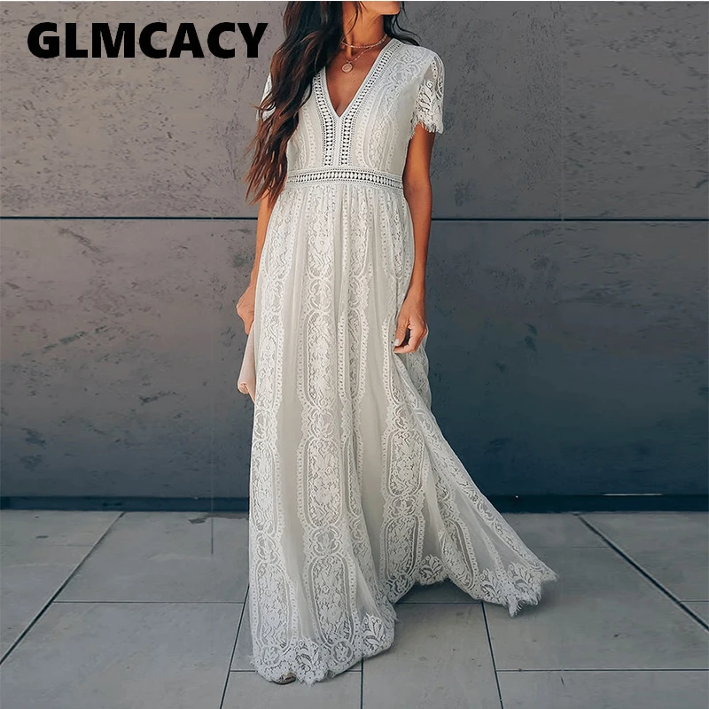 Women Sexy Dress Short Sleeve V Neck 