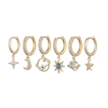 ANENJERY 6 pieces/set 925 Sterling Silver Planet Star Moon Hoop Earrings for Women Shiny Micro Zircon Romantic Earrings Gift preview-6