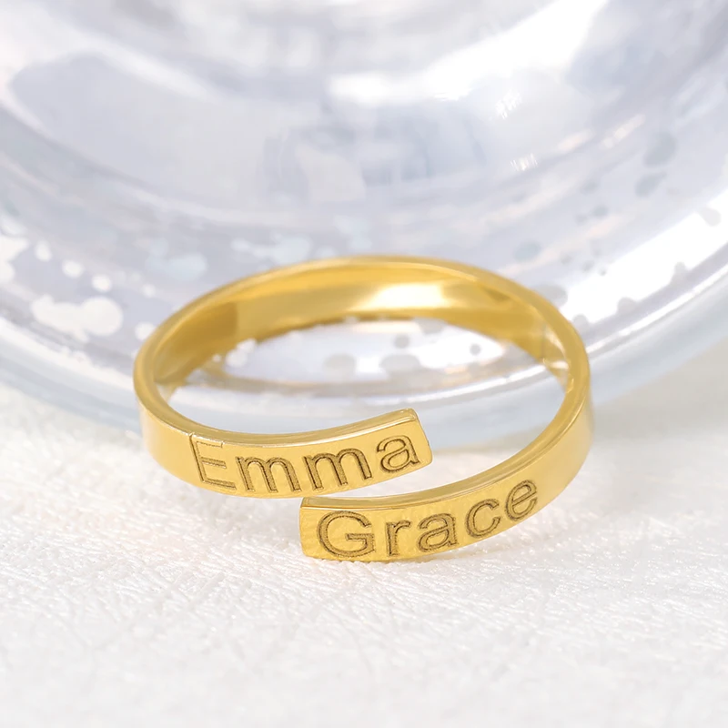 Custom Name Ring Stainless Steel Double 