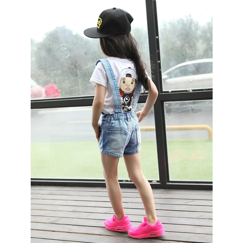 Αγορά Ρούχα για κορίτσια  2023 Summer Children's Clothes Girls Overalls  Solid Denim Baby Girl Jeans For Girls Big Kids Causal Short Jeans Overalls