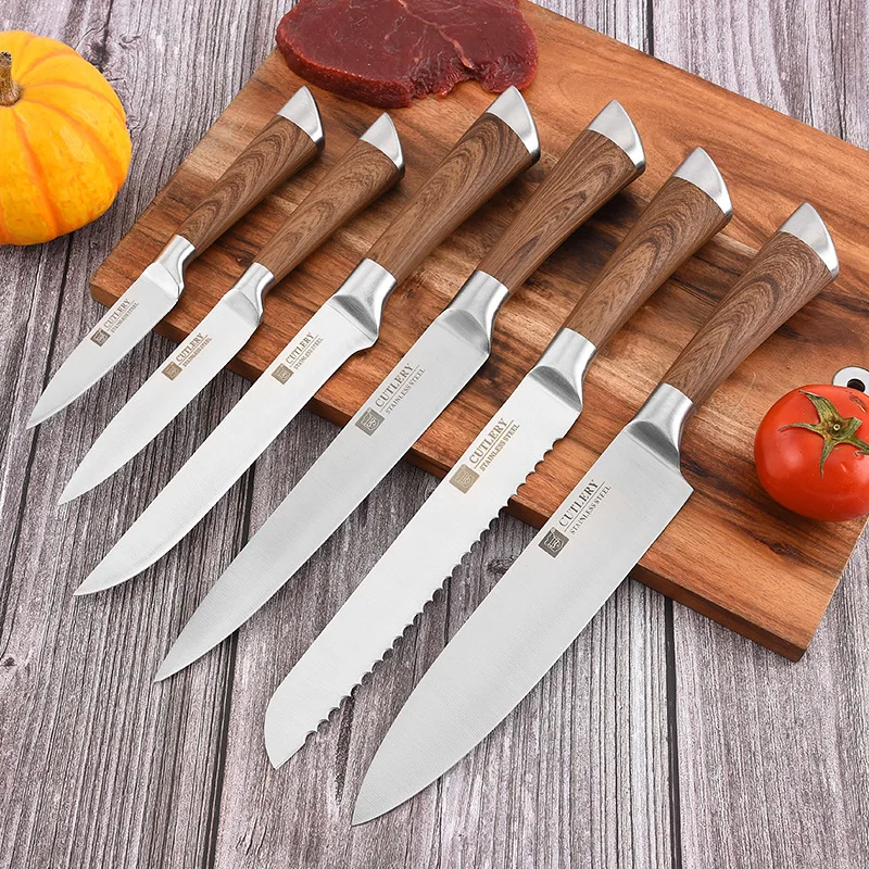 Stainless Steel Knife Set Kitchen Knives 6 Pcs Set Fruit Utility Boning Bread Slicing Chef Slicer Nakiri Paring Cooking Knife-animated-img