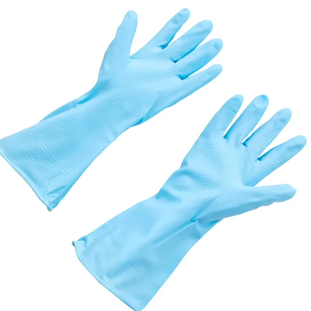 blue cleaning gloves