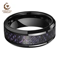 8MM Black Tungsten Wedding Band Ring Men Women Carbon Fiber Ring With Black Dragon Inlay Comfort Fit preview-2