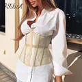FSDA Tube Mesh Crop Top 2021 Women Sexy Summer Bandage Club Short Wrap Lace Up Breasted Corset Ladies White Tank Tops Party preview-3