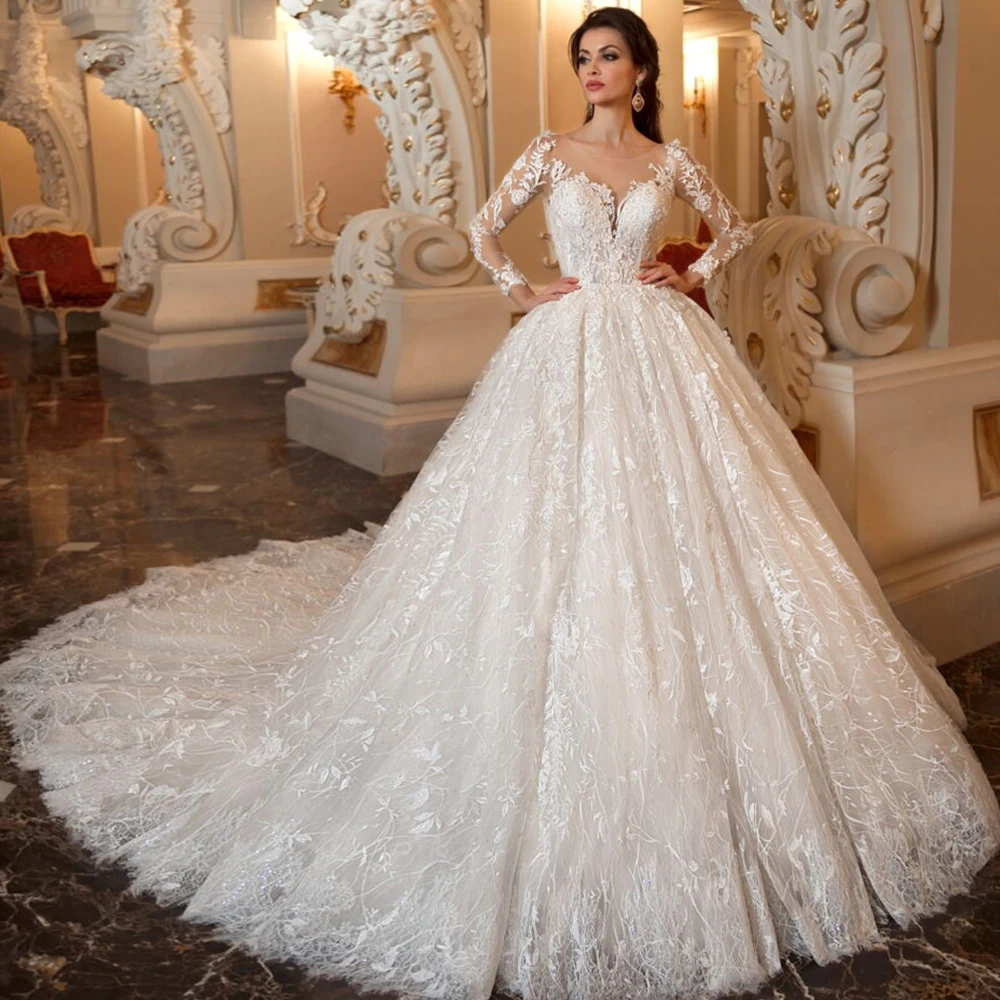 Gorgeous Long Sleeve Ball Gown Wedding 
