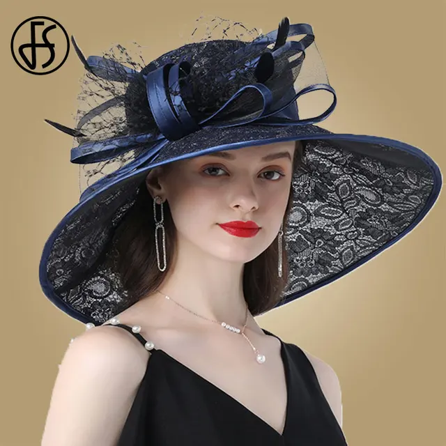 Wide Brim Fedora Organza Hat Church