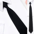 Black Simple Clip on Tie Security Tie Doorman Steward Matte Black Funeral Tie for Men Women Students preview-1