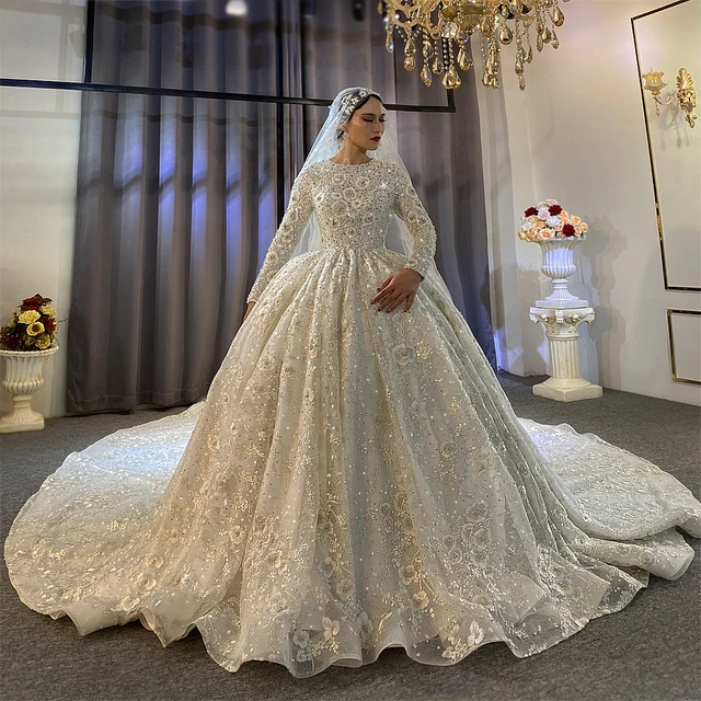 Meander flood professional Cumpără Rochii de mireasă | 2021 new muslim wedding dress luxury full  beading bridal dresses for muslim girls