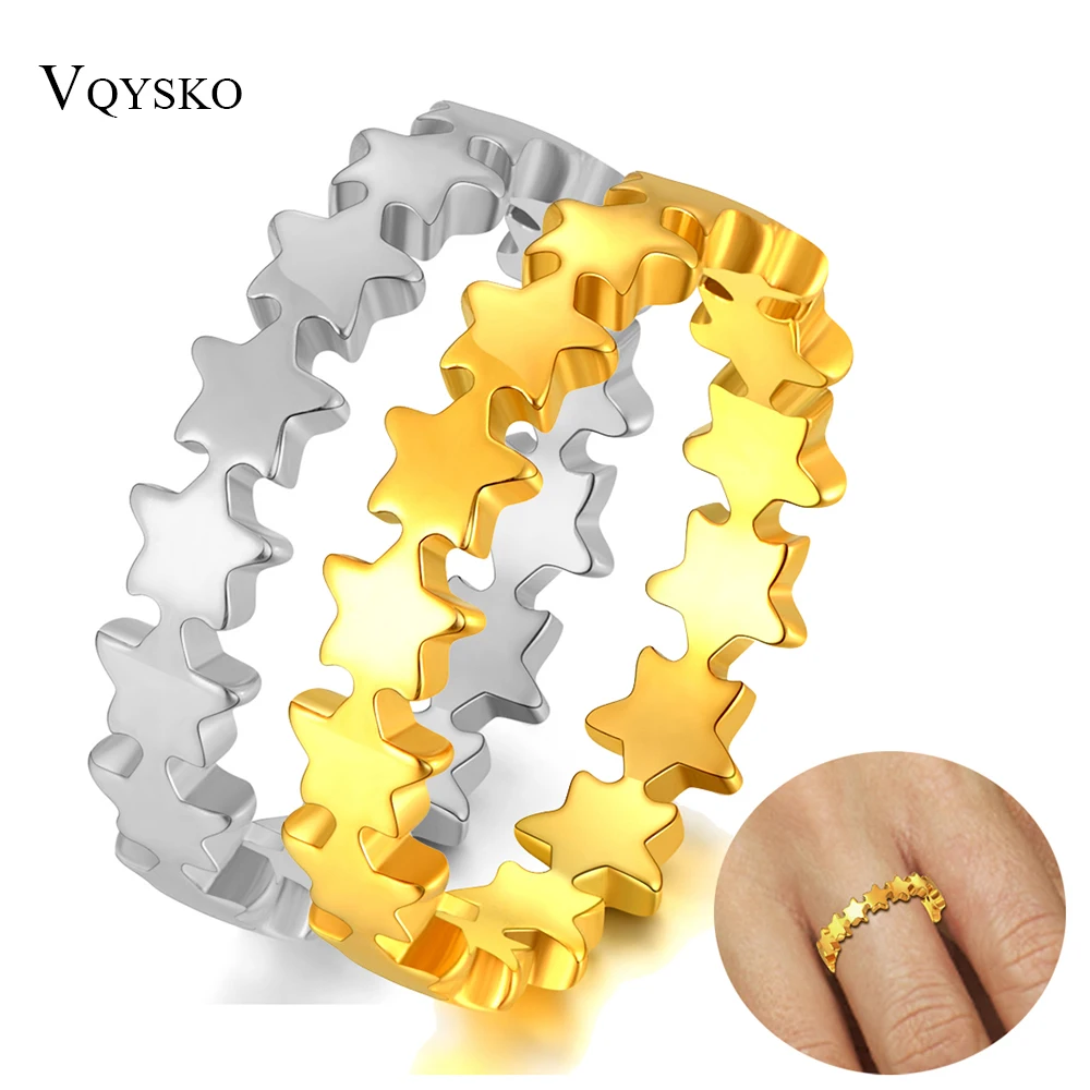 New Fashion Stackable Party Stars Rings For Women Stainless Steel Brand Jewelry Gift Finger Pan Ring Wholesale Drop Shipping-animated-img