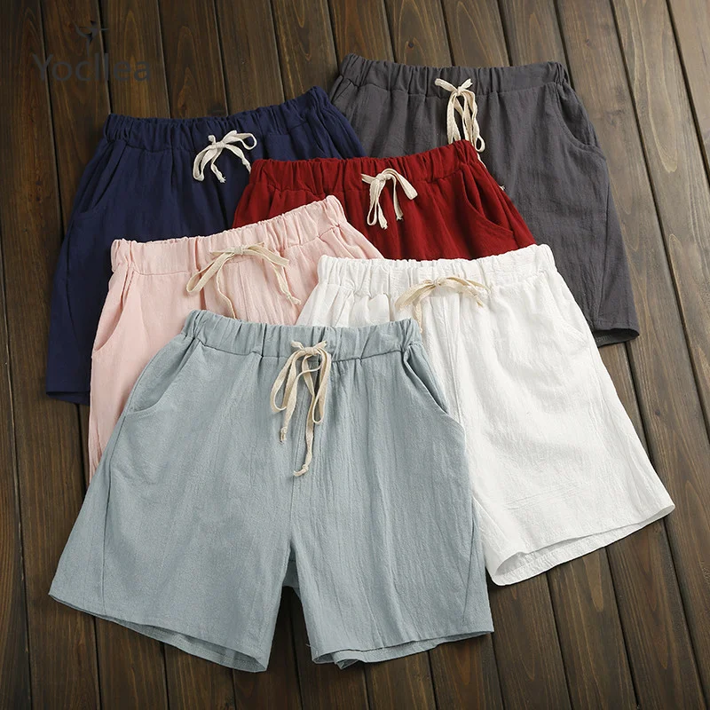 Summer Shorts Women Cotton Linen Shorts 