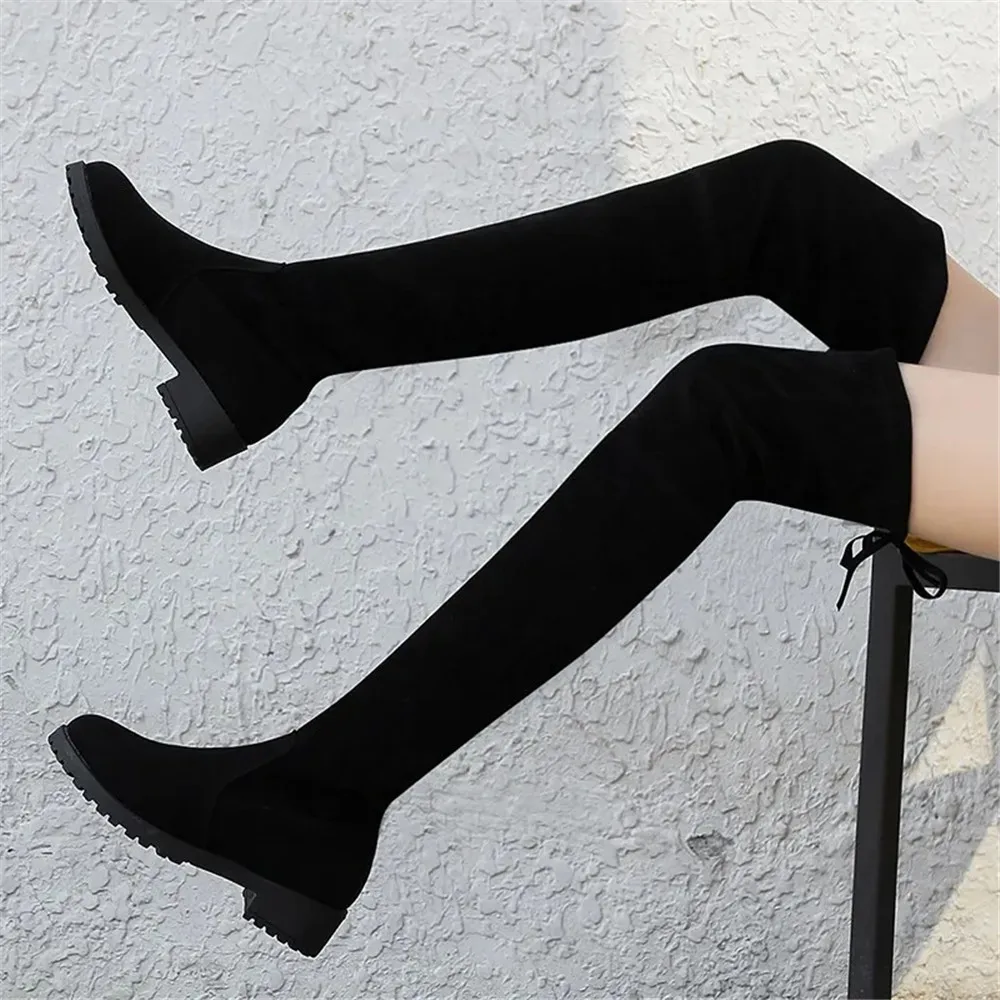 stretch fabric long boots