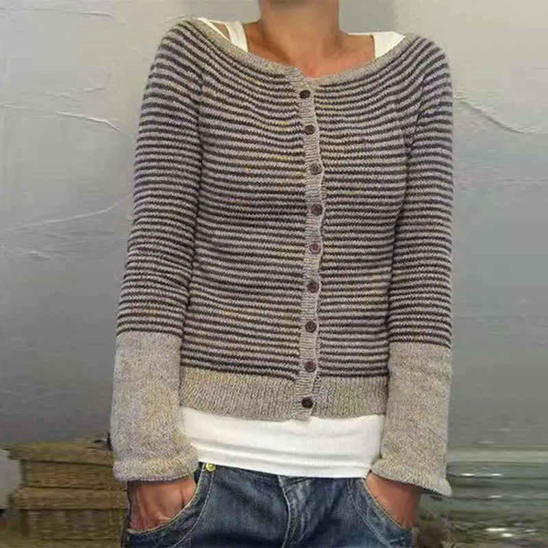 ZANZEA Autumn Striped Sweater Women 