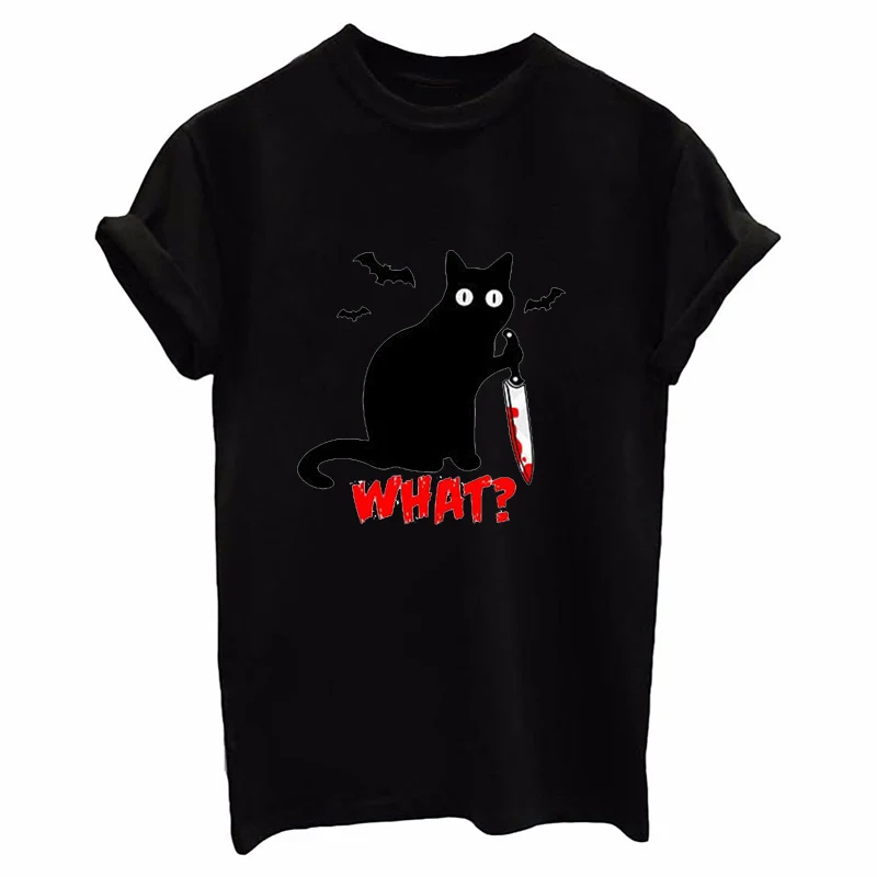 Black cat womens t shirt Clearance