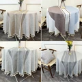 Table Cloth Round Tablecloth with Tassel Linen Cotton Home Textile Nordic Style Kitchen Waterproof Table Cover Modern Home Decor preview-2