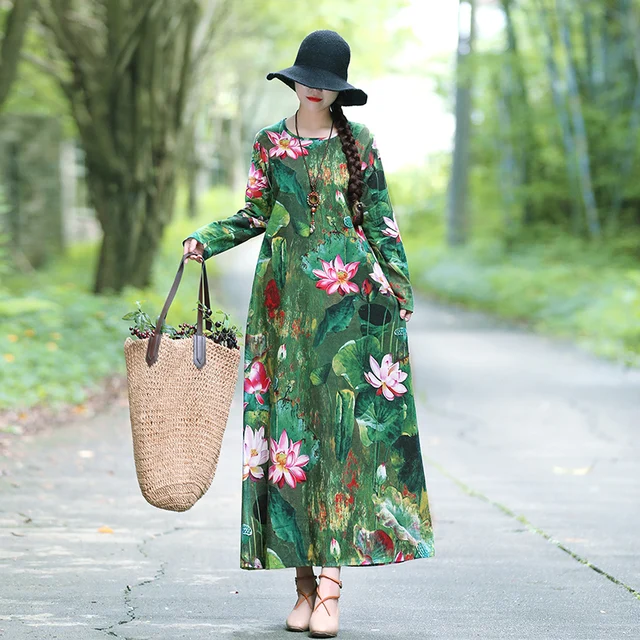 Summer short sleeve vintage Print Dress 