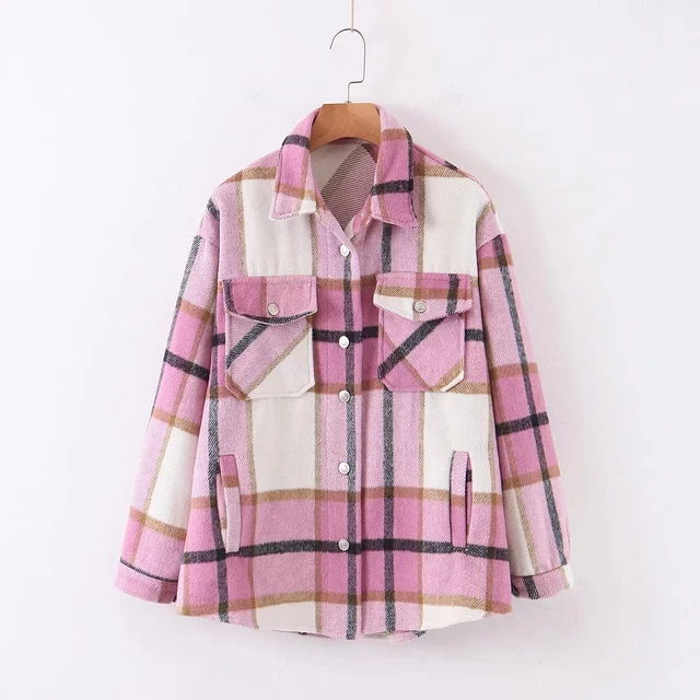 pink plaid jacket womens