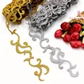 1 Yard Gold Embroidered Lace Iron On Lace Ribbons Performance Appliques Braided Trims Cos Costume Decoration 4.2cm Wide