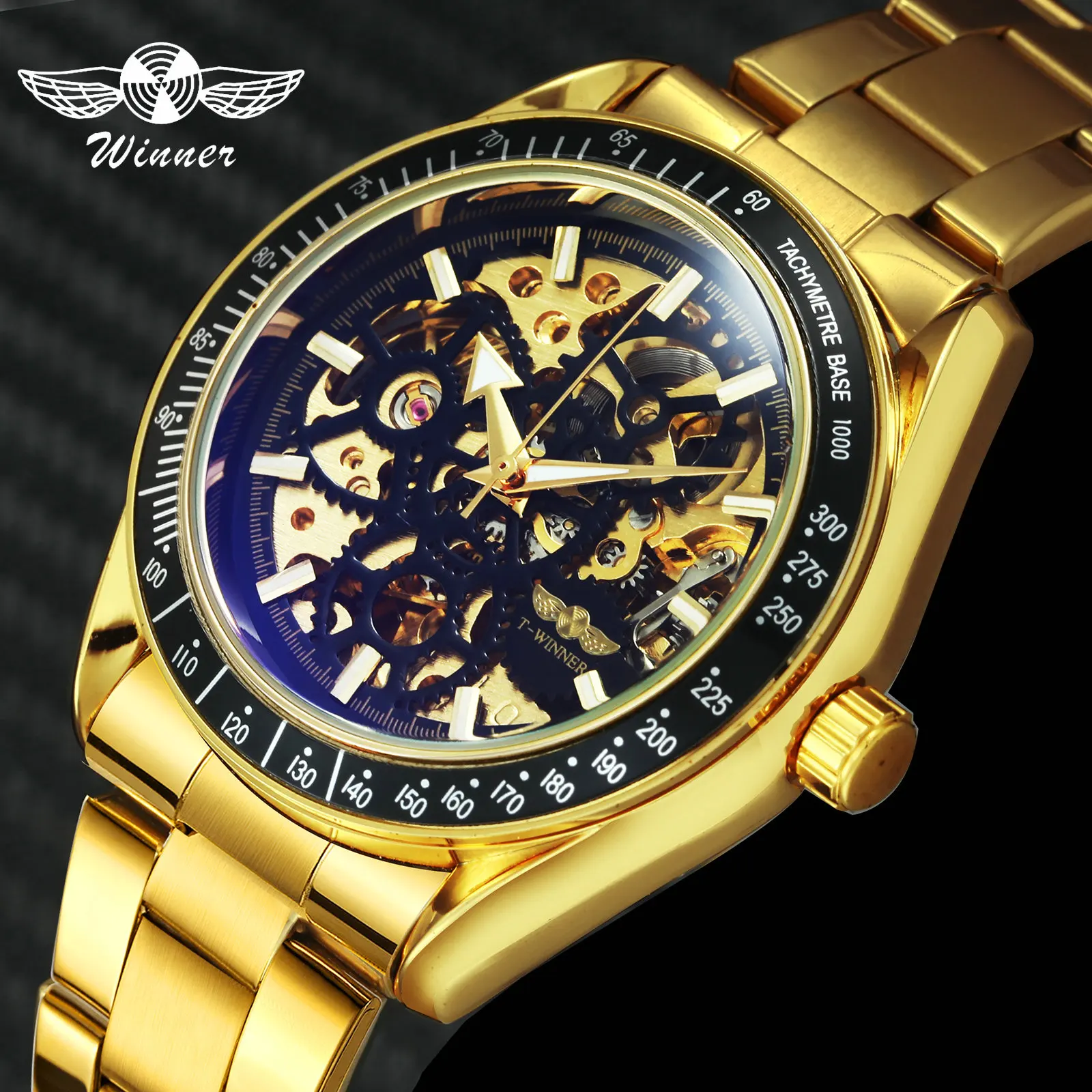 Acquistare Orologi da uomo | WINNER Golden Watches Men Fashion Business  Auto Mechanical Mens Watches Top Brand Luxury Stainless Steel Strap 2021  Hot Clock