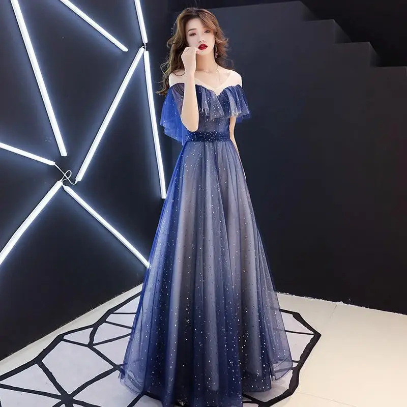 Sweet Cap Sleeve Sequin Evening Dresses 