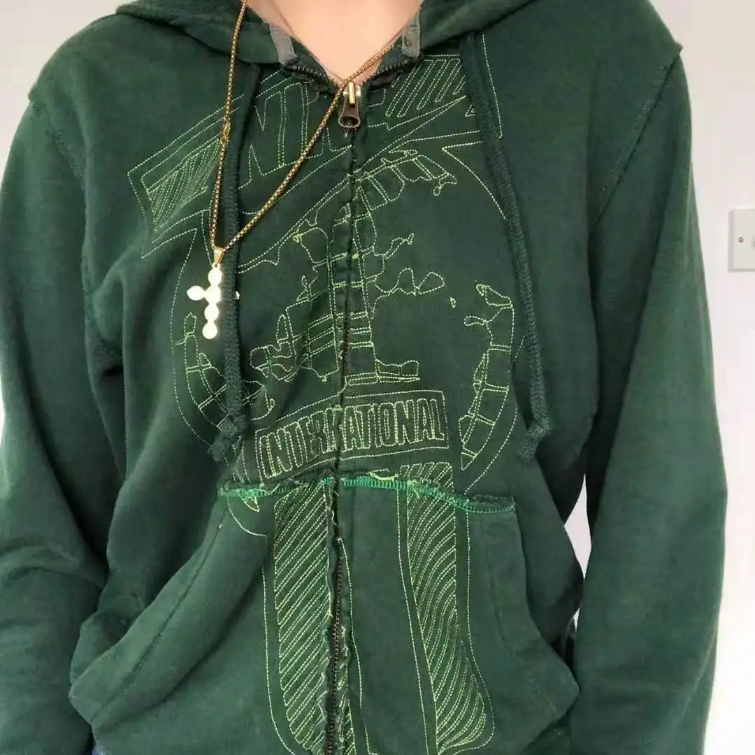 2021Girls Zip up Hoodie Gothic 