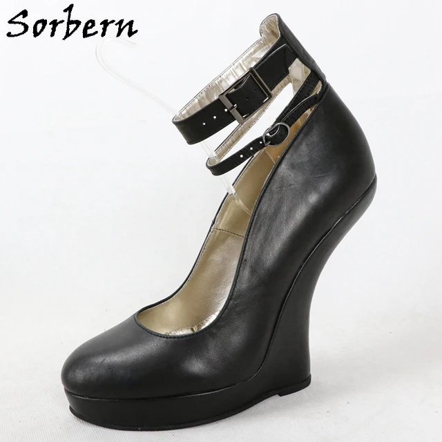 Купить Женская обувь | Sorbern Platform Women Pump Shoe NO Heels Ankle  Strap Heelless Crossdress Fetish Drag Queen Cosplay Wedge Custom Up To 40cm  Heel