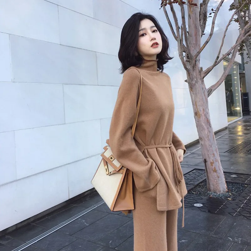 set autumn winter knitted women suit 