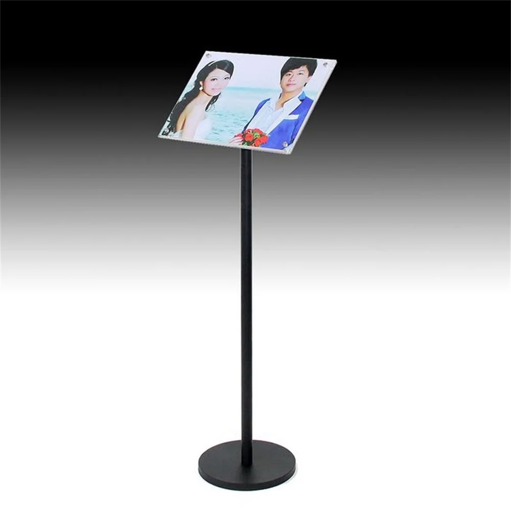 Linliangmuyu modern metal floor stand type A3 advertising poster display  frame banner holder stand rack Two Sided In view HB02