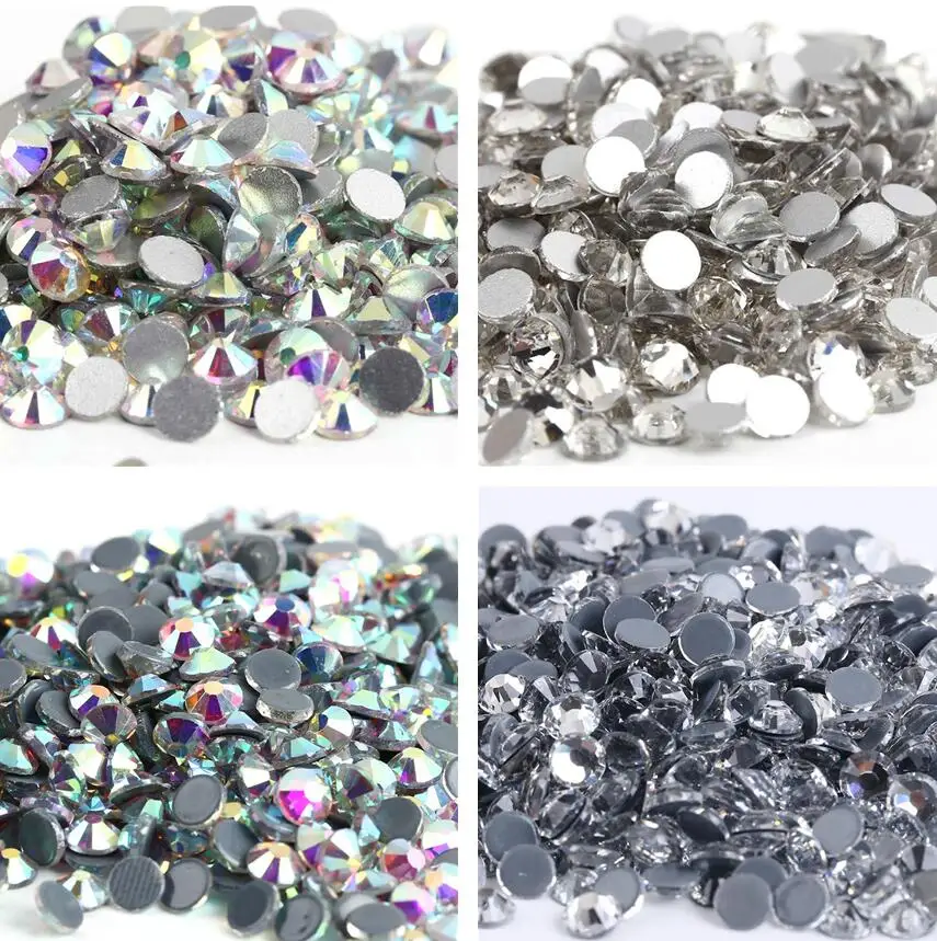 Top Glitter Crystal AB Rhinestones SS3-SS40 Non Hot Fix FlatBack