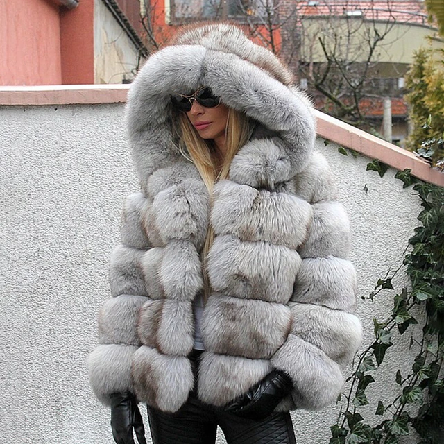 light gray fur coat