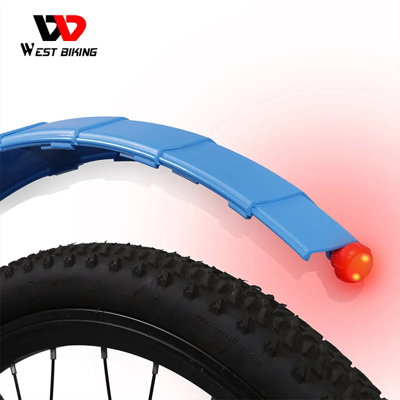 WEST BIKING Telescopic Folding Bicycle Fenders with Taillight Quick Release MTB Front Rear Mudguards Cycling Parts Bike Fenders-animated-img