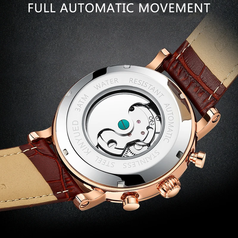 Acquistare Orologi da uomo | KINYUED Waterproof Mens Tourbillon Skeleton  Watches Top Brand Luxury Transparent Mechanical Moon phase Sport Male Wrist  Watches