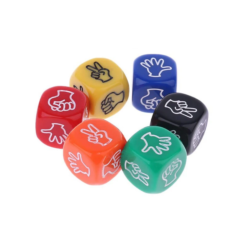 6 pcs New Funny Drinking Dice Rock Paper Scissors Finger-guessing Game Gambling 6-Side 20mm Toys-animated-img