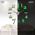 New Luminous Wall Clock Large Watch Horloge 3D DIY Acrylic Mirror Stickers  Quartz Duvar Saat Klock Modern Mute preview-2