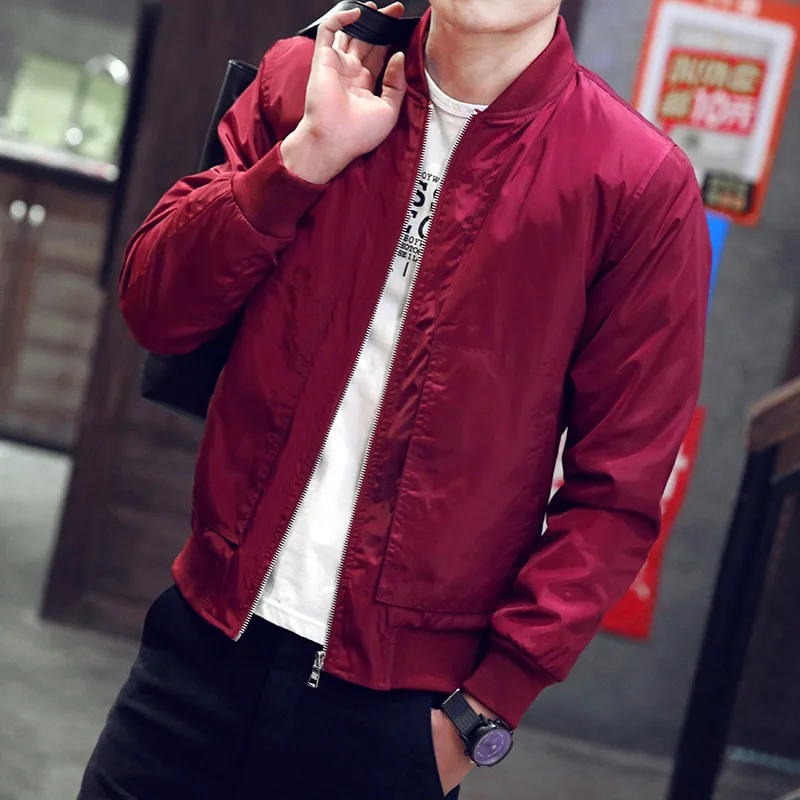 Slim Fit Solid Mens Bomber Jacket 2022 